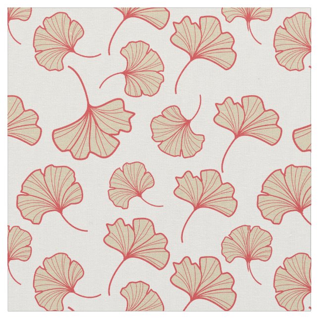 Modern Ginkgo Leaf Pattern Fabric (Close Up)