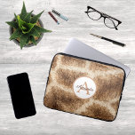 Modern giraffe pattern with monogram and name laptop sleeve<br><div class="desc">A modern monogram and nametag on a giraffe pattern on an laptop sleeve.</div>