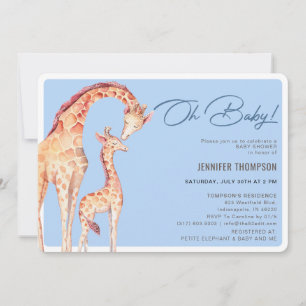 Modern Giraffe Safari Boy Baby Shower Invitation