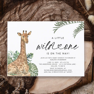 Modern Giraffe Wild One Baby Shower Invitation