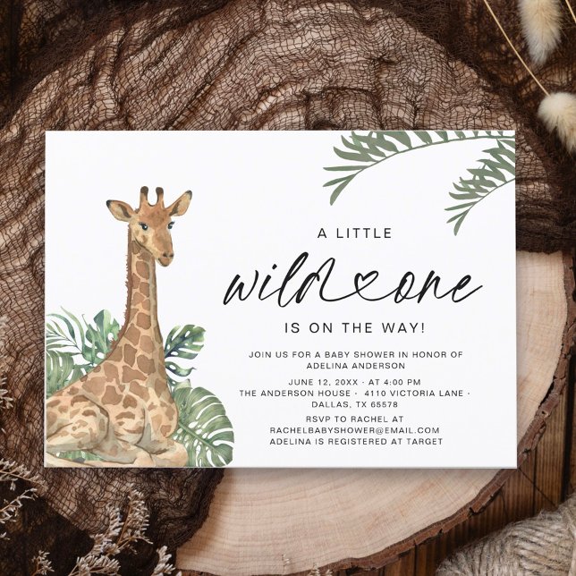 Modern Giraffe Wild One Baby Shower Invitation (Creator Uploaded)