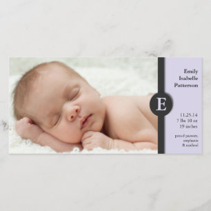 Modern Girl Baby Birth Announcement Photocard