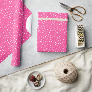 Modern Girl Birthday Hot Pink Small Polka Dot Wrapping Paper