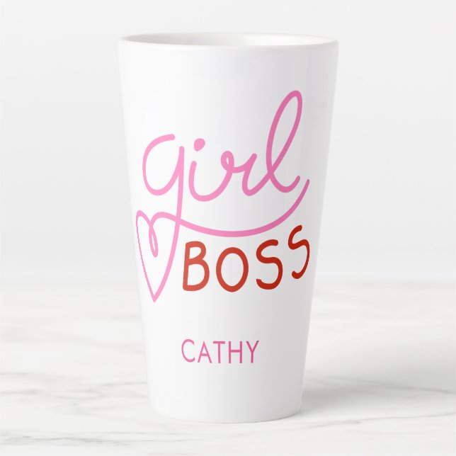 Modern Girl Boss Fun Typography Latte Mug (Front)