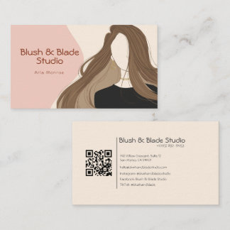 Modern Girl Hair Illustration Hairstylist Salon Business Card