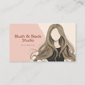 Modern Girl Hair Illustration Hairstylist Salon Business Card
