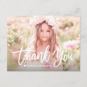 Modern Girl Photo Script Birthday Thank You Card
