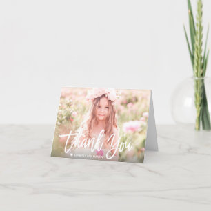 Modern Girl Photo Script Birthday Thank You Card