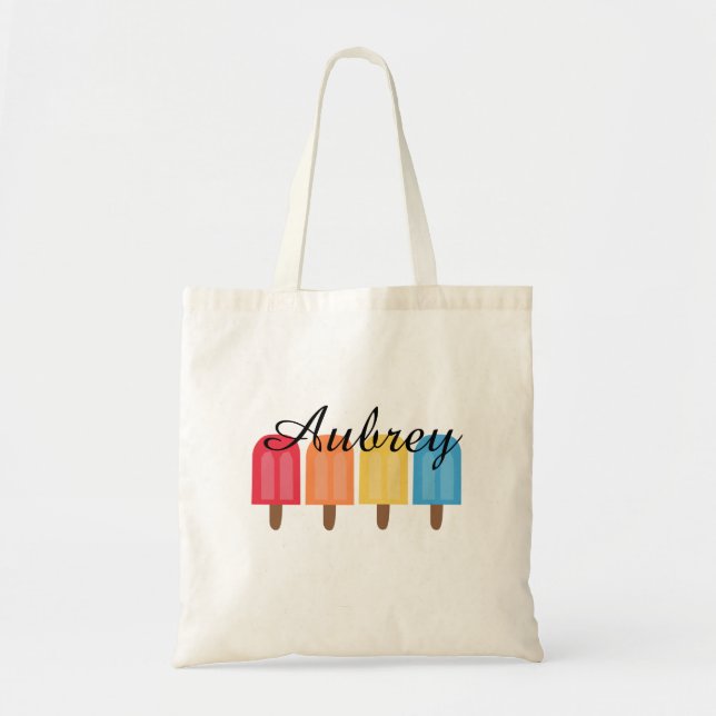 Modern Girl Trendy Rainbow Cute Popsicle Tote Bag (Front)
