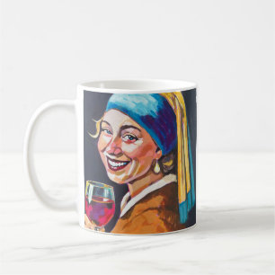 Modern Girl w/ a Pearl Earring - Vermeer Inspired Coffee Mug