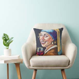Modern Girl w/ a Pearl Earring - Vermeer Inspired Cushion