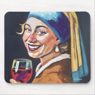 Modern Girl w/ a Pearl Earring - Vermeer Inspired Mouse Pad