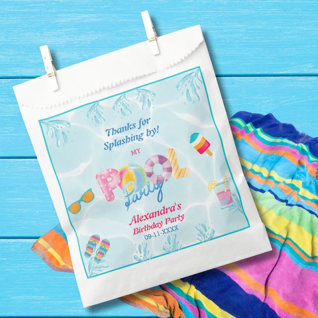 Modern Girl's Colourful Kids Pool Party Favour Bag (Creator Uploaded)
