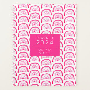Modern Girls Pink Rainbow Pattern Annual Planner