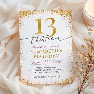Modern Girly 13th Birthday  Invitation