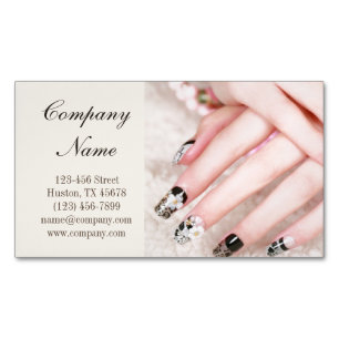 modern girly beauty salon lace nail artist 	Magnetic business card