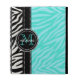Modern Girly Black Aqua Zebra Print Personalised