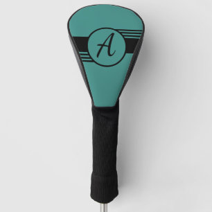 Modern Girly Blue Teal Monogram Initial Golf Head Cover