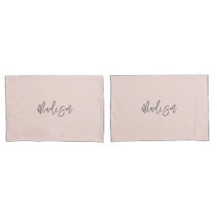 Modern Girly Blush Pink Personalised Monogram Name Pillowcase