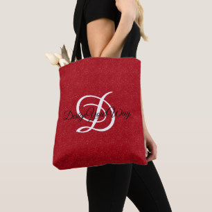 modern girly bold red for her initial  tote bag
