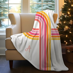 Modern Girly Bright Colours Curved Stripes Pattern Sherpa Blanket