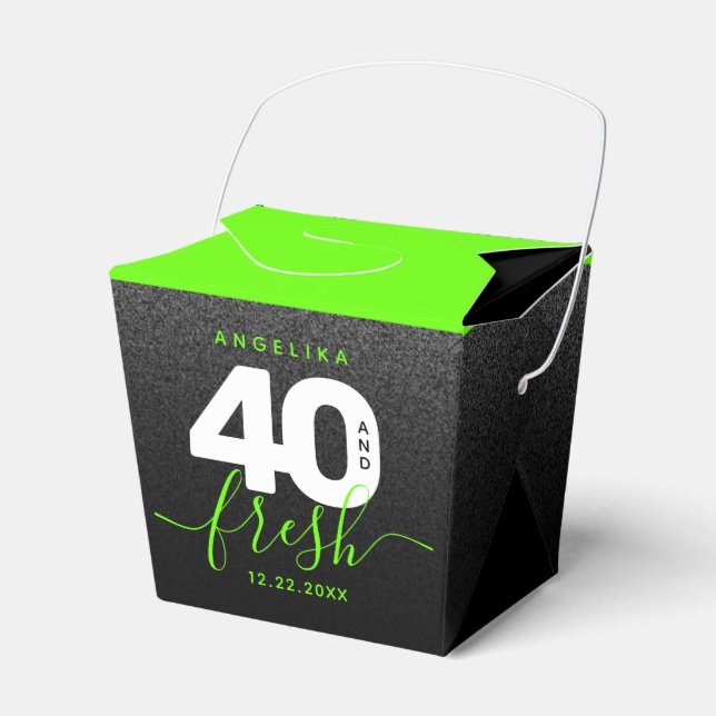 Modern Girly Bright Green 40 and Fresh Favour Box (Front Side)
