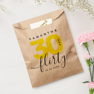 Modern Girly Bright Yellow 30 and Flirty Favour Bag