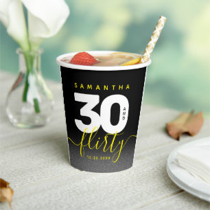 Modern Girly Bright Yellow 30 and Flirty Paper Cups