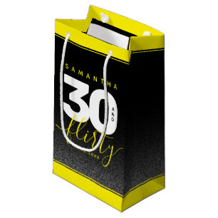 Modern Girly Bright Yellow 30 and Flirty Small Gift Bag
