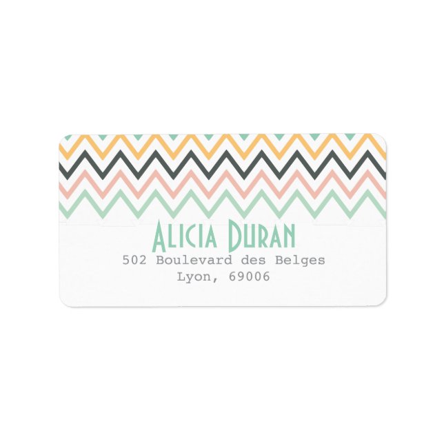 Modern Girly Chevron Zigzag Personalised Label (Front)