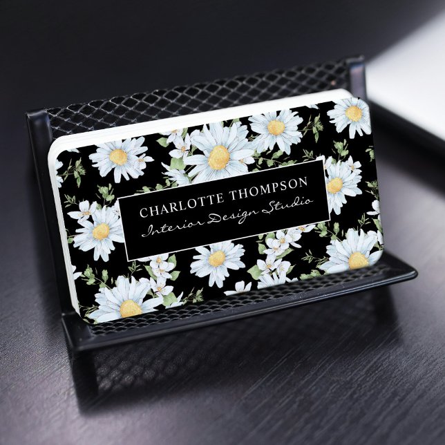 Modern Girly Chic Floral Dot Pattern Professional Business Card (Creator Uploaded)