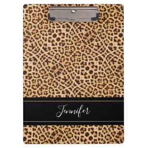 Modern Girly Chic Leopard Print Personalized Clipboard