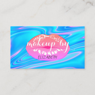 Modern Girly Chic Pink Lips Holographic Business Card