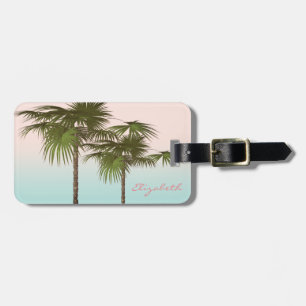 Modern Girly Cool  Tropical, Palm Tree Luggage Tag