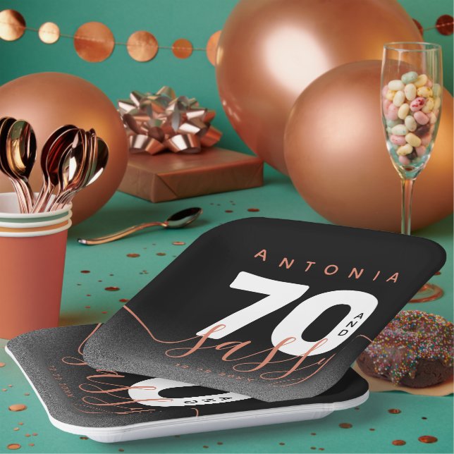 Modern Girly Copper 70 and Sassy Paper Plate (Multi)