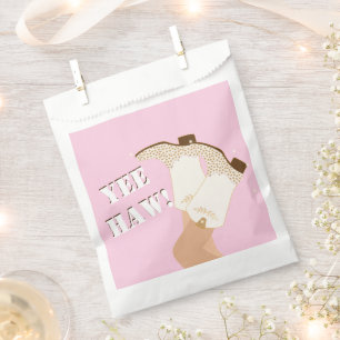 Modern Girly Cowgirl Boots Legs Stars Yeehaw Pink Favour Bag