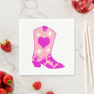 Modern Girly Cowgirl Western Yeehaw Boot White Napkin