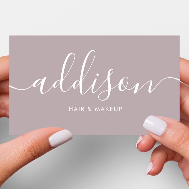 Modern Girly Dusty Lavender Minimalist Calligraphy Business Card (Creator Uploaded)