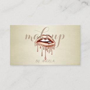 Modern Girly Elegant Metallic Dripping Lips Business Card
