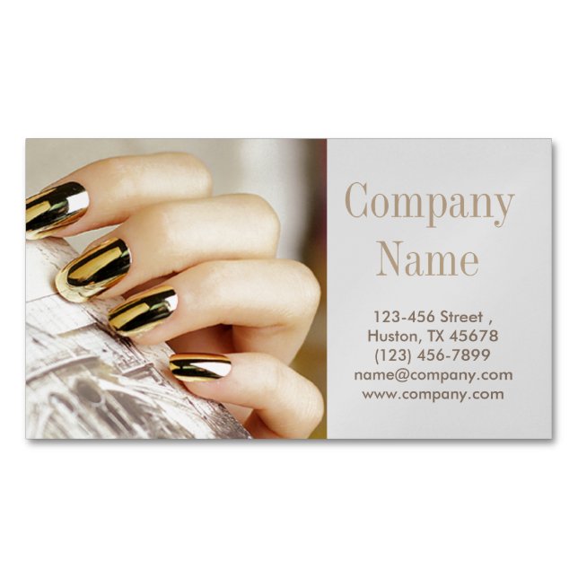 modern girly fashion beauty salon nail artist 	Magnetic business card (Front)