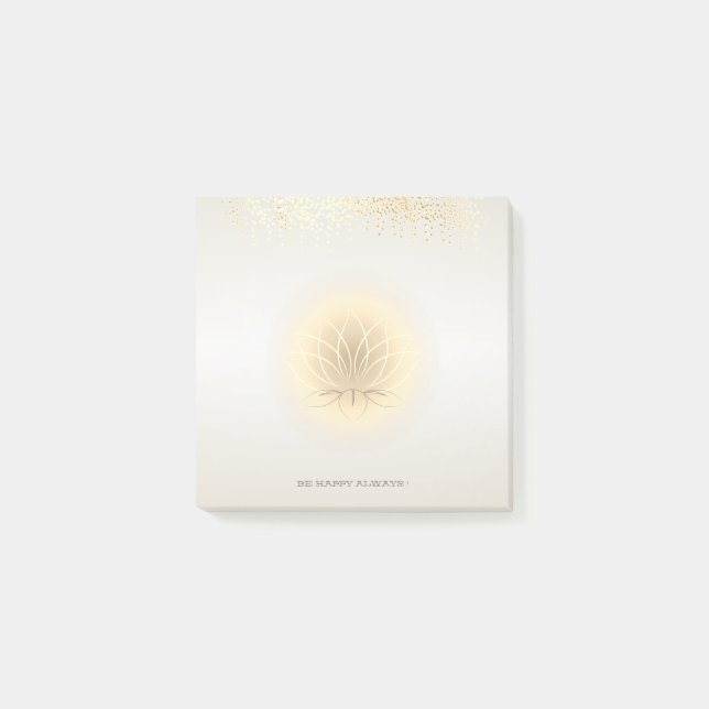Modern Girly Faux Gold Confetti,Lotus Post-it Notes (Front)