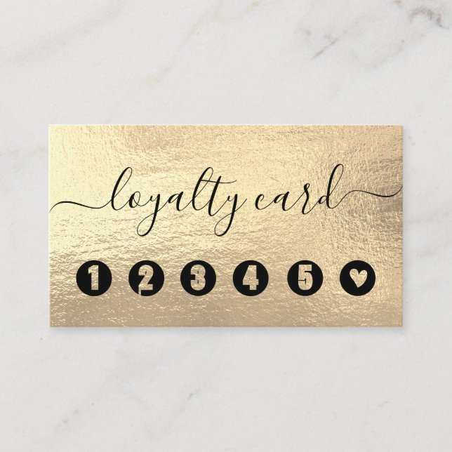 Modern Girly Faux Gold Foliage Business Loyalty Ca Card (Front)