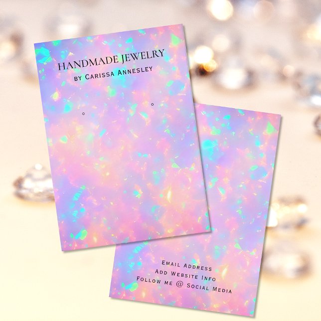 Modern Girly Faux Holographic Earring Display Card (Creator Uploaded)