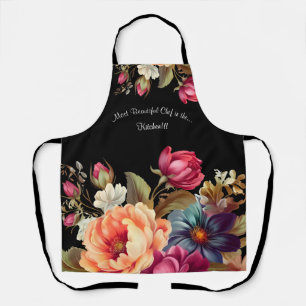 Modern Girly Floral All Over Print Apron