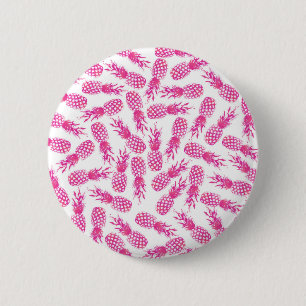 Modern girly fuchsia cute pineapple pattern 6 cm round badge