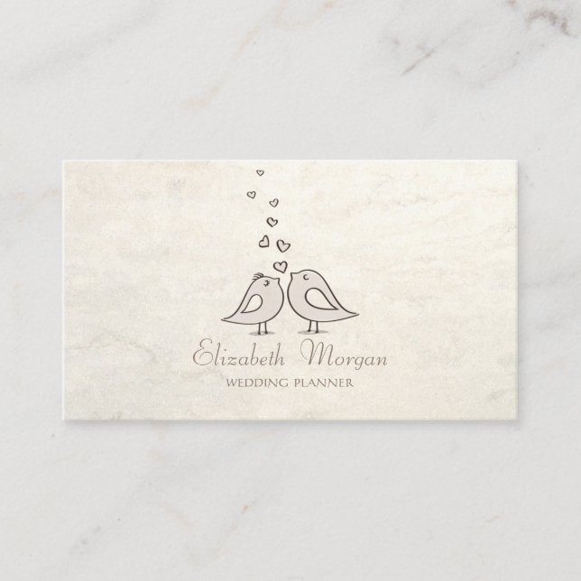 Modern Girly Funny,  Birds In Love Business Card (Front)