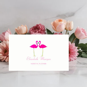 Modern Girly Funny,Pink Flamingos In Love Business Card
