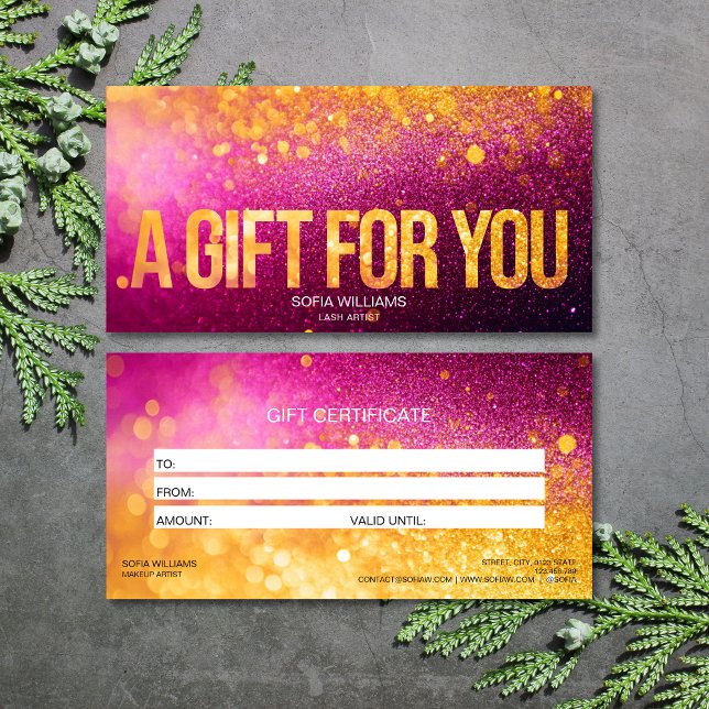 Modern Girly Glitter Pink Certificate Gift Card (Creator Uploaded)