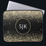 Modern Girly Gold Black Glitter Monogram Laptop Sleeve<br><div class="desc">Luxury Gold and Black Faux Glitter and Sparkle Elegant Monogrammed Initials Case. This case can be customised to include your initial and first name.</div>