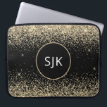 Modern Girly Gold Black Glitter Monogram Laptop Sleeve<br><div class="desc">Luxury Gold and Black Faux Glitter and Sparkle Elegant Monogrammed Initials Case. This case can be customised to include your initial and first name.</div>
